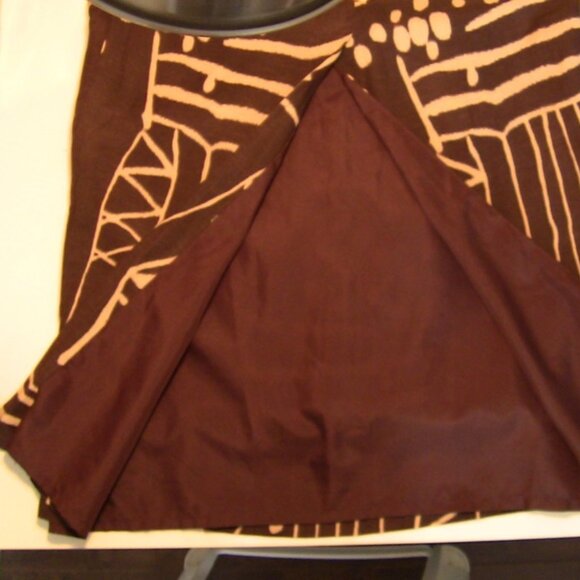 Long Brown Dress Summer Maxi Geometric Pattern Lined Sz 8 Evening D'Allaird - Picture 6 of 6